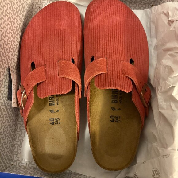 Birkenstock Boston Suede Embossed Corduroy Sienna Red - Picture 2 of 2